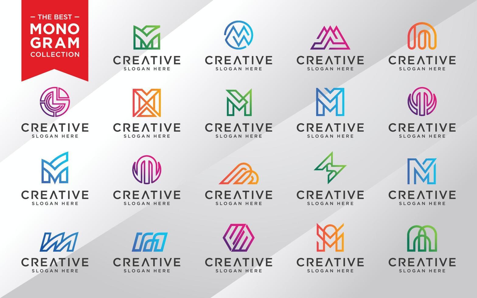 gráfico vectorial de la plantilla de diseño de logotipo m set inicial vector