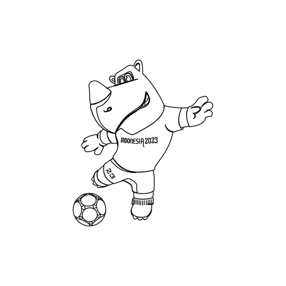 bacuya maskot de fifa u20 world cup indonesia 2023, diseño de arte lineal vector