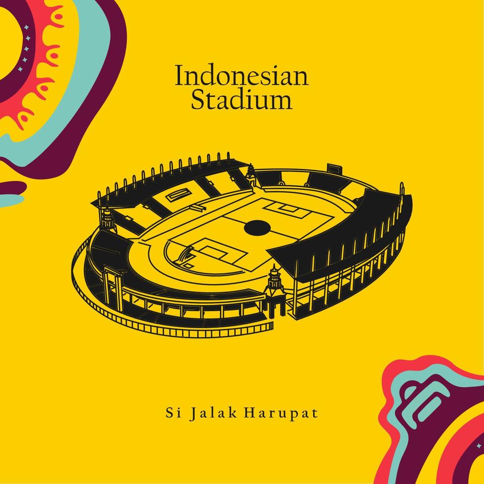 FIFA U20 World Cup Indonesia 2023, Si Jalak Harupat Stadium Indonesia. Black Color vector