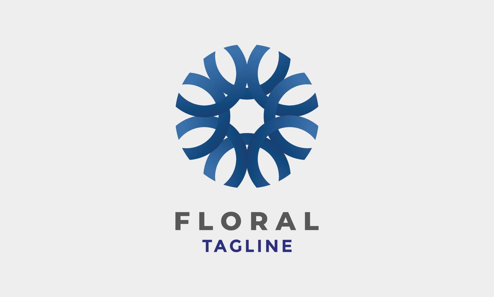 logo vector floral azul diseño minimalista flor marco de dibujo