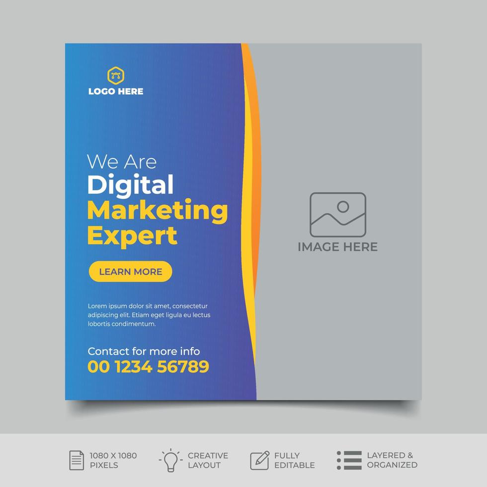 Digital marketing social media post design template vector