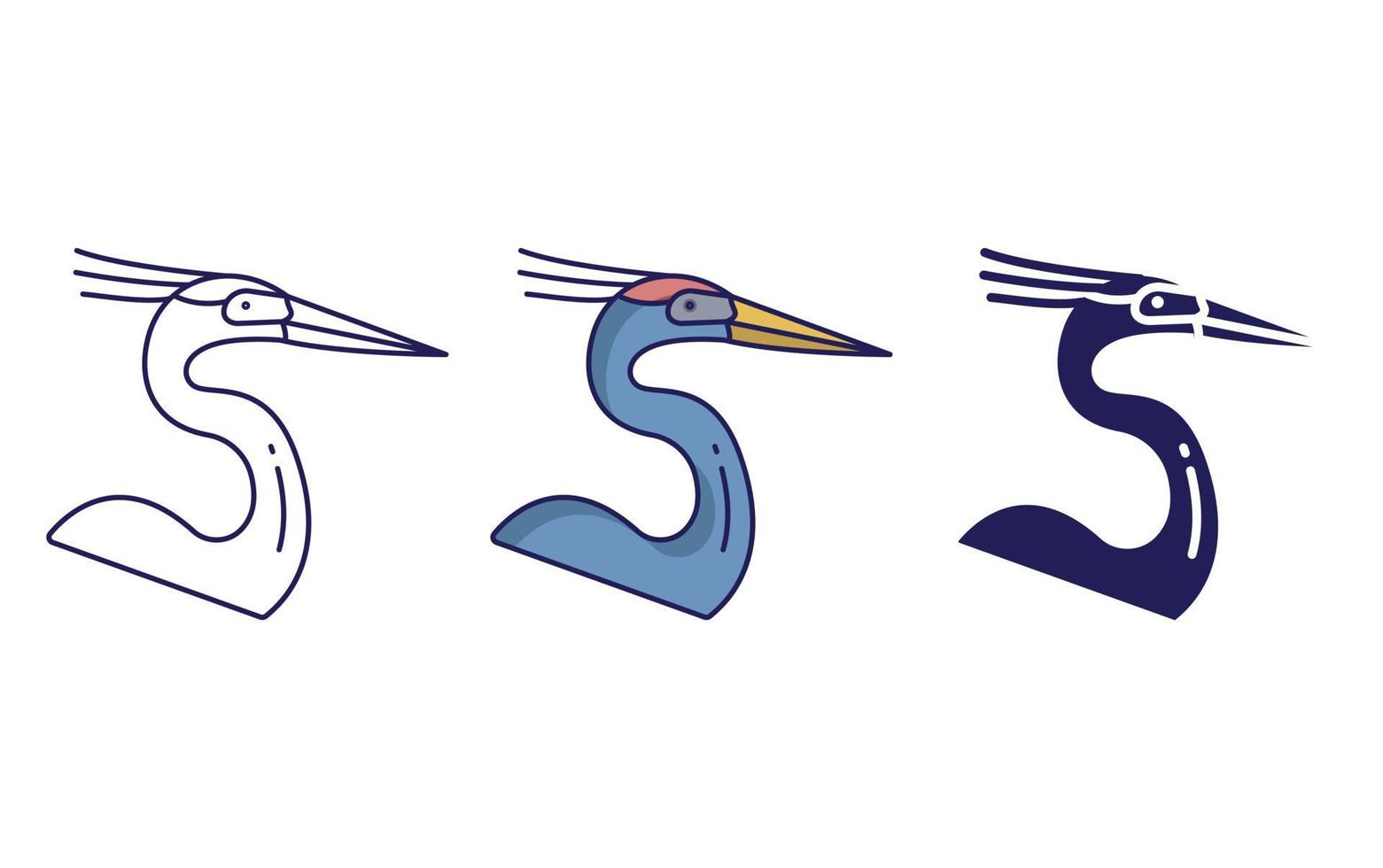 Great blue heron bird icon vector