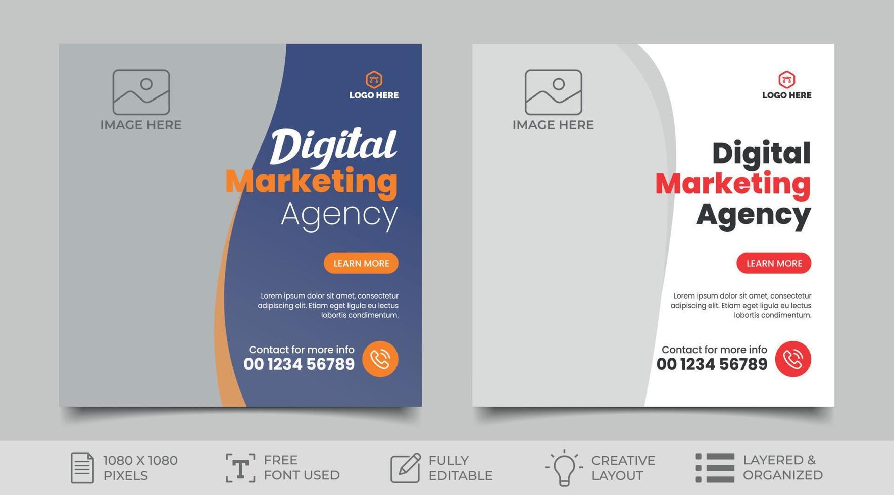 Digital marketing social media post design template vector