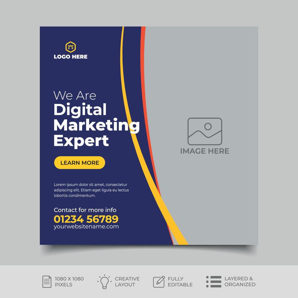 Digital marketing social media post design template vector