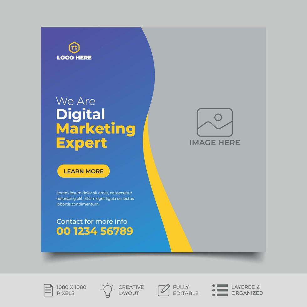 Digital marketing social media post design template vector