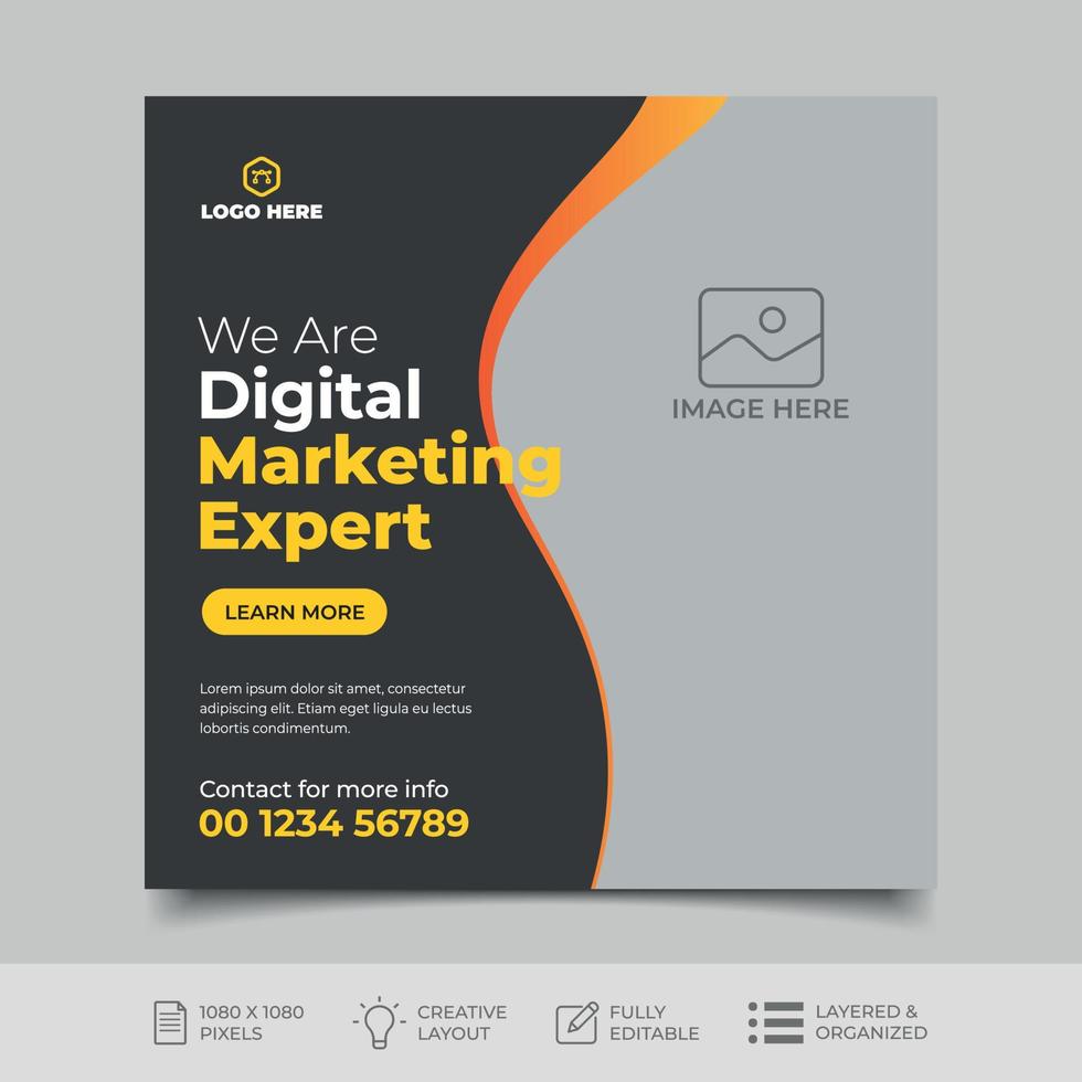 Digital marketing social media post design template vector