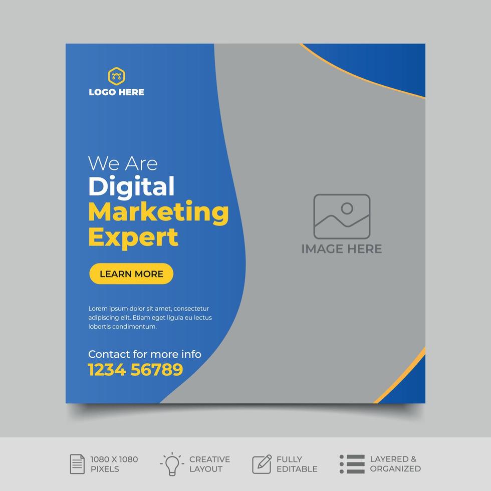 Digital marketing social media post design template vector