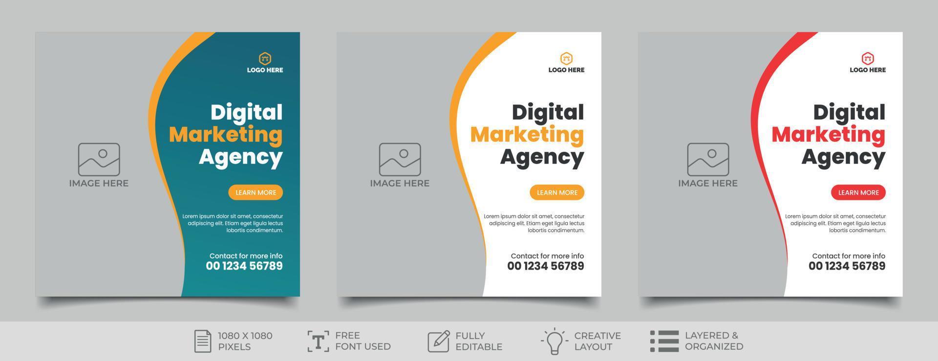 Digital marketing social media post design template vector