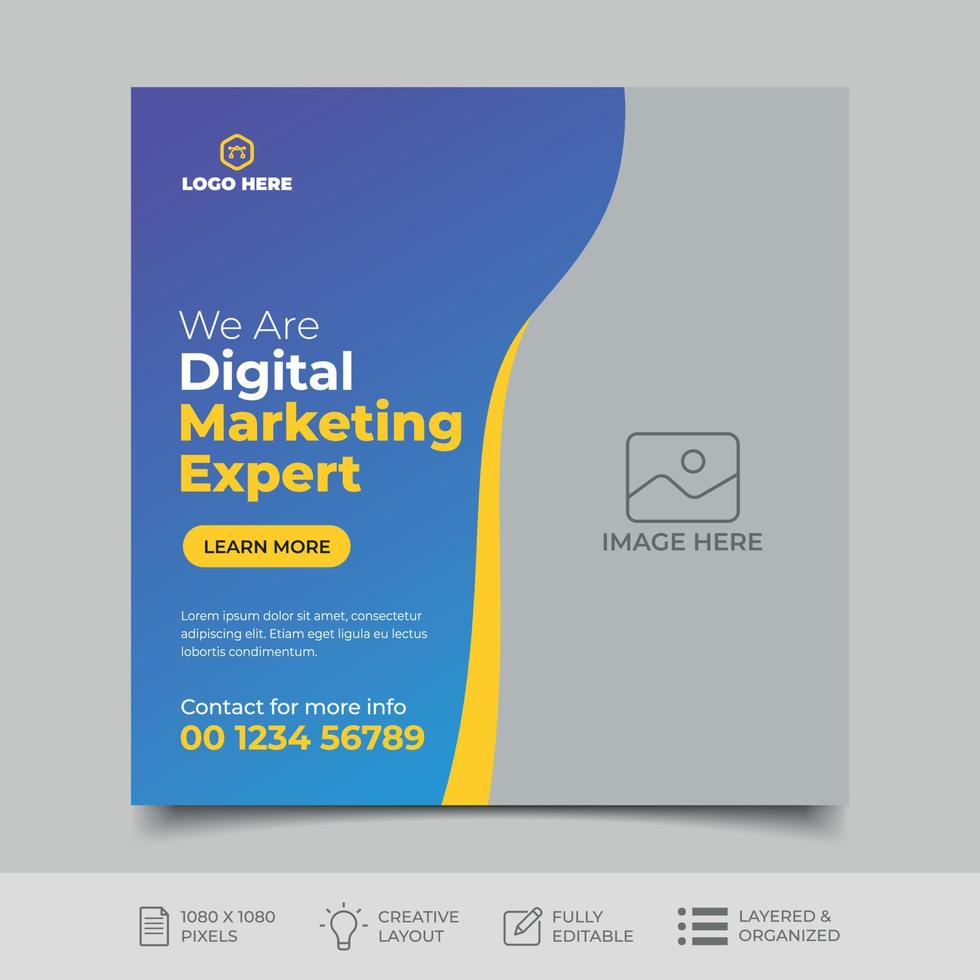 Digital marketing social media post design template vector