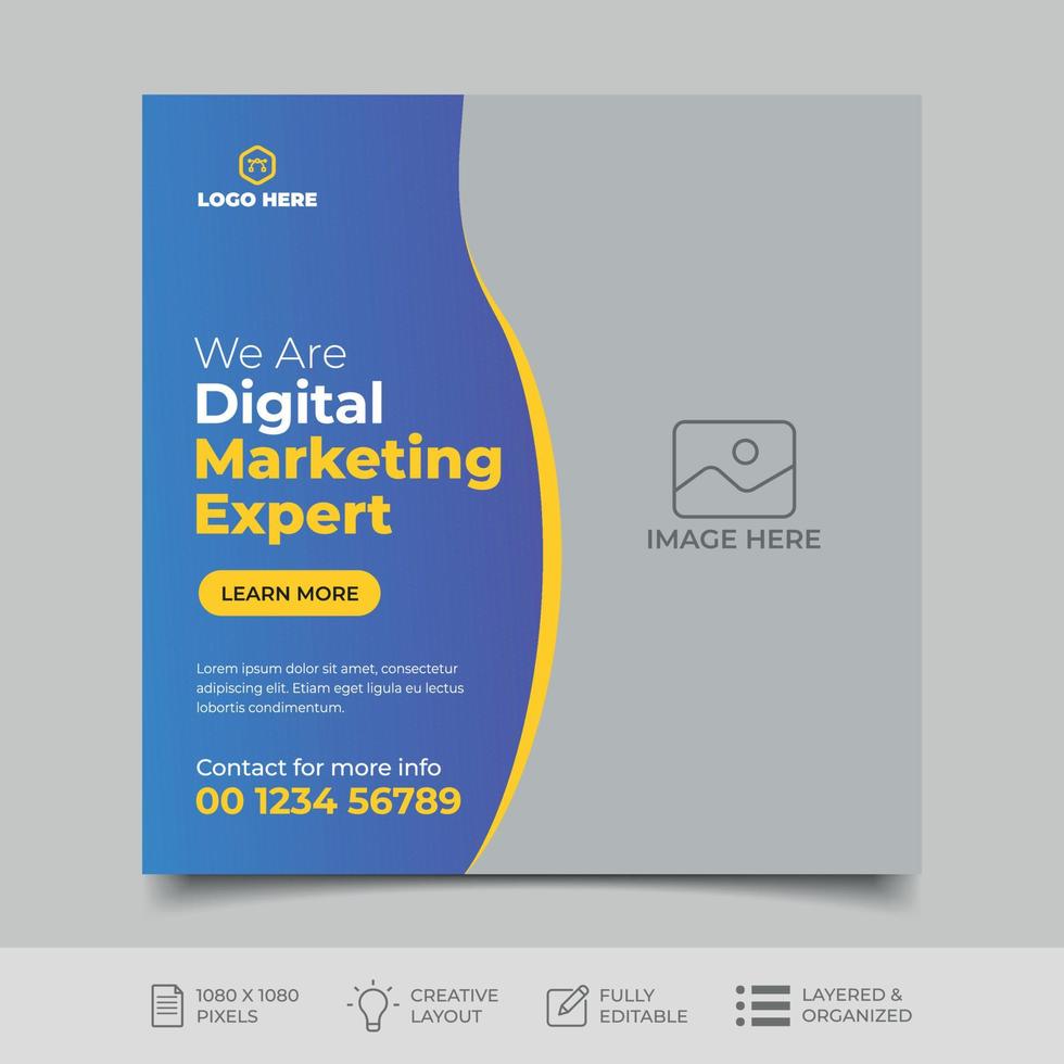 Digital marketing social media post design template vector