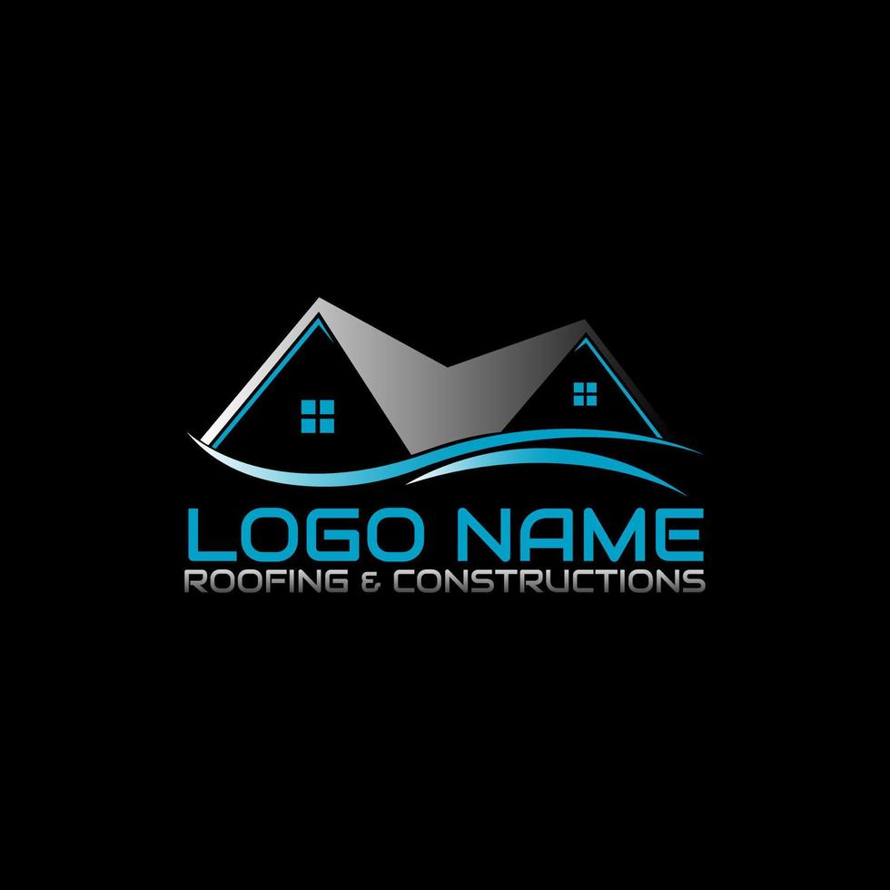 Roofing and construction logo design vector