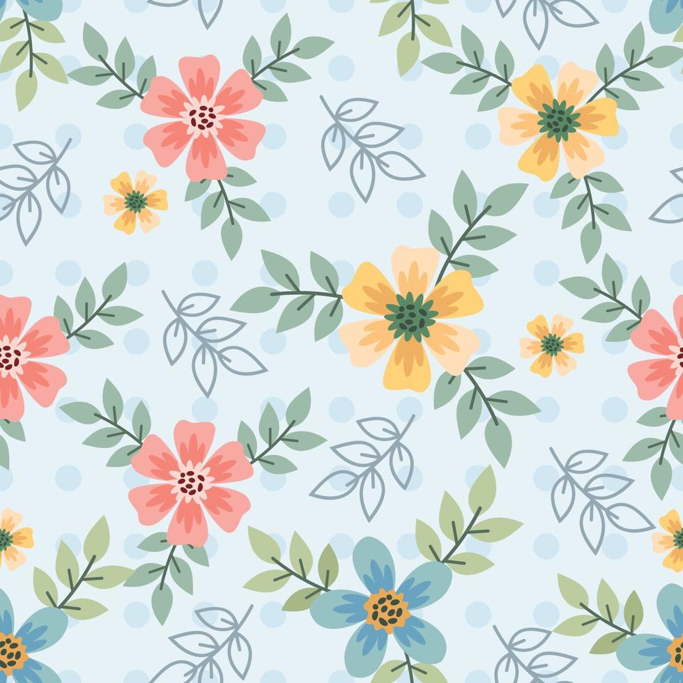 Cute colorful small flowers seamless pattern. vector