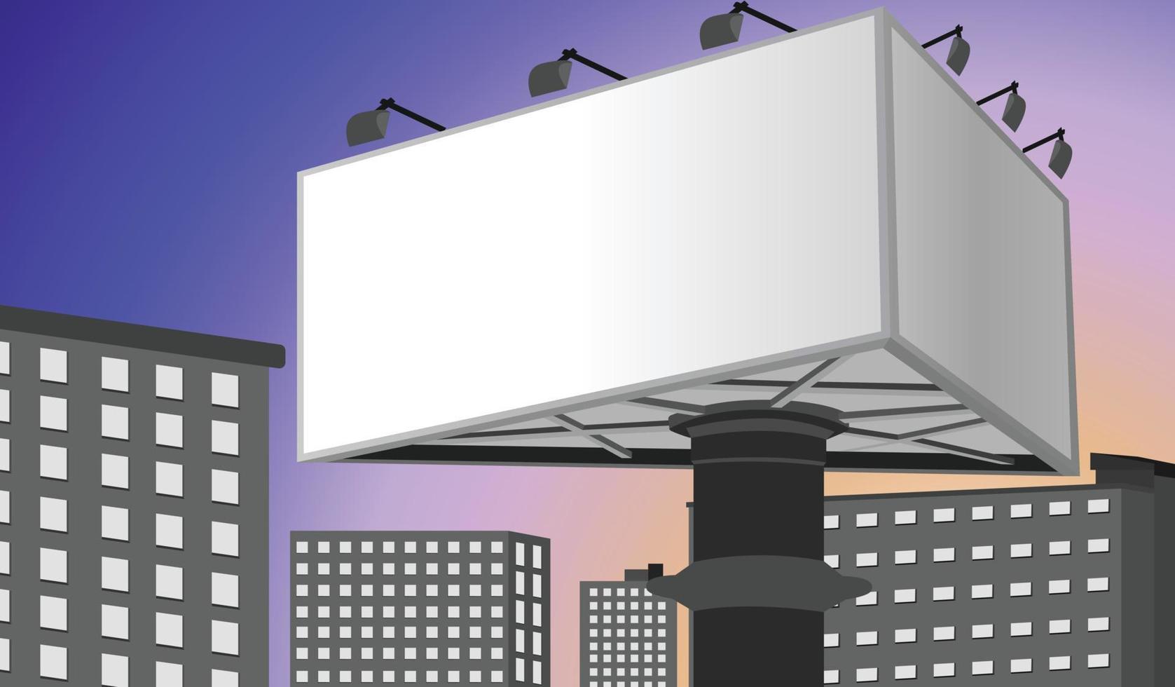 Billboard at the city and twilight sky background for copy space. flat design urban vector illustration. copy space mockup template display