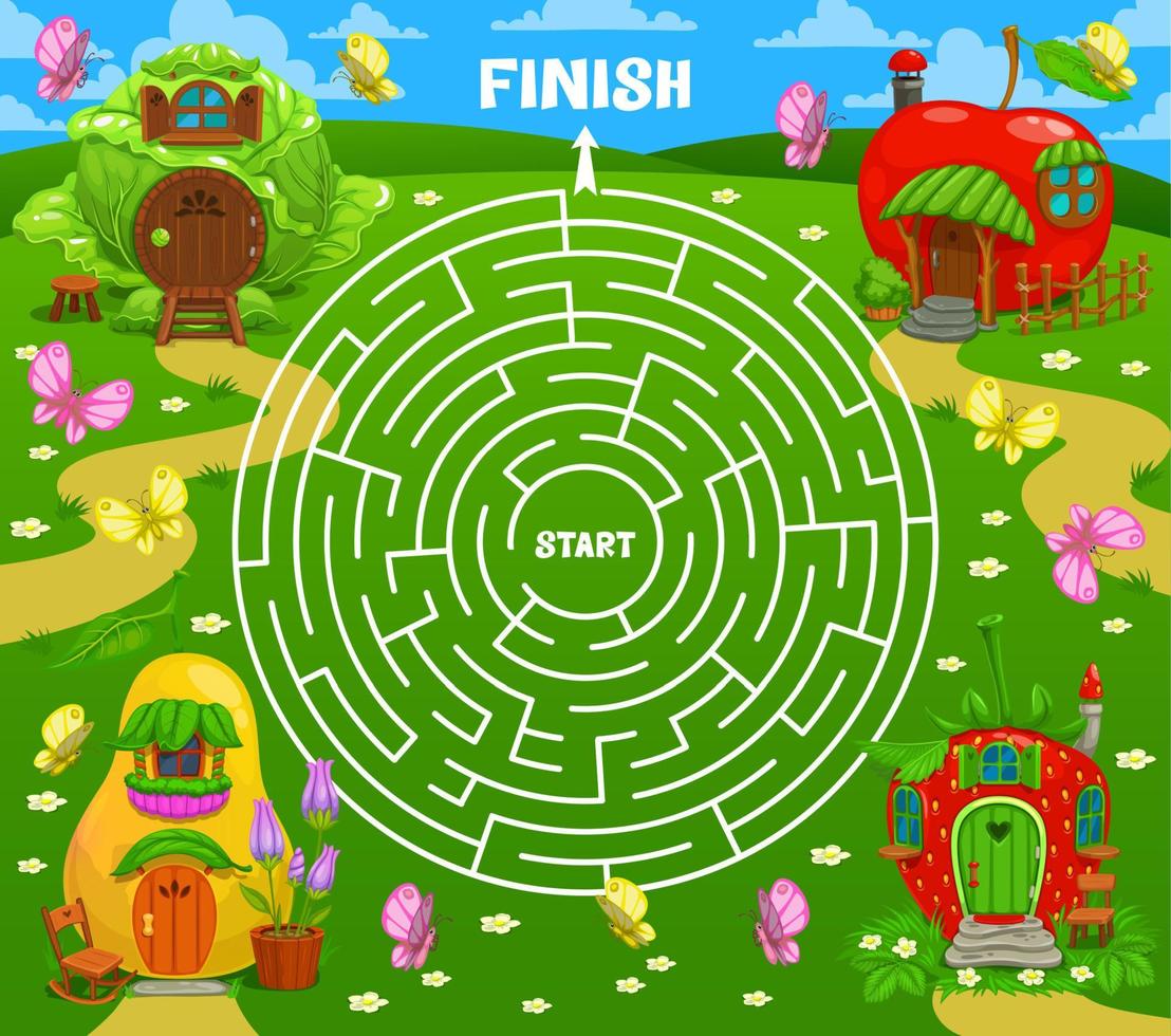 Labyrinth maze fairytale magic houses or dwellings vector