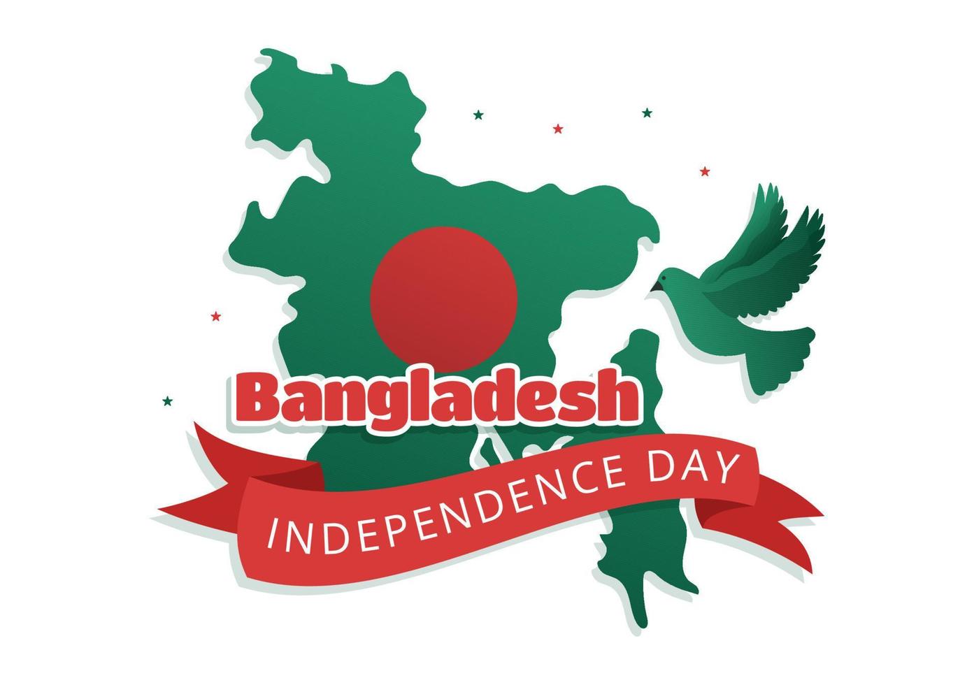 Happy Independence Day of Bangladesh on March 26th Illustration with Waving Flag and Victory Holiday in Flat Hand Drawn for Landing Page Templates vector