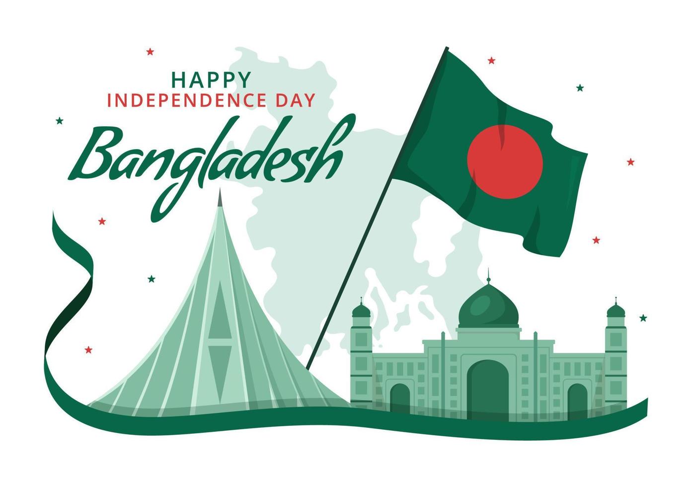 Happy Independence Day of Bangladesh on March 26th Illustration with Waving Flag and Victory Holiday in Flat Hand Drawn for Landing Page Templates vector