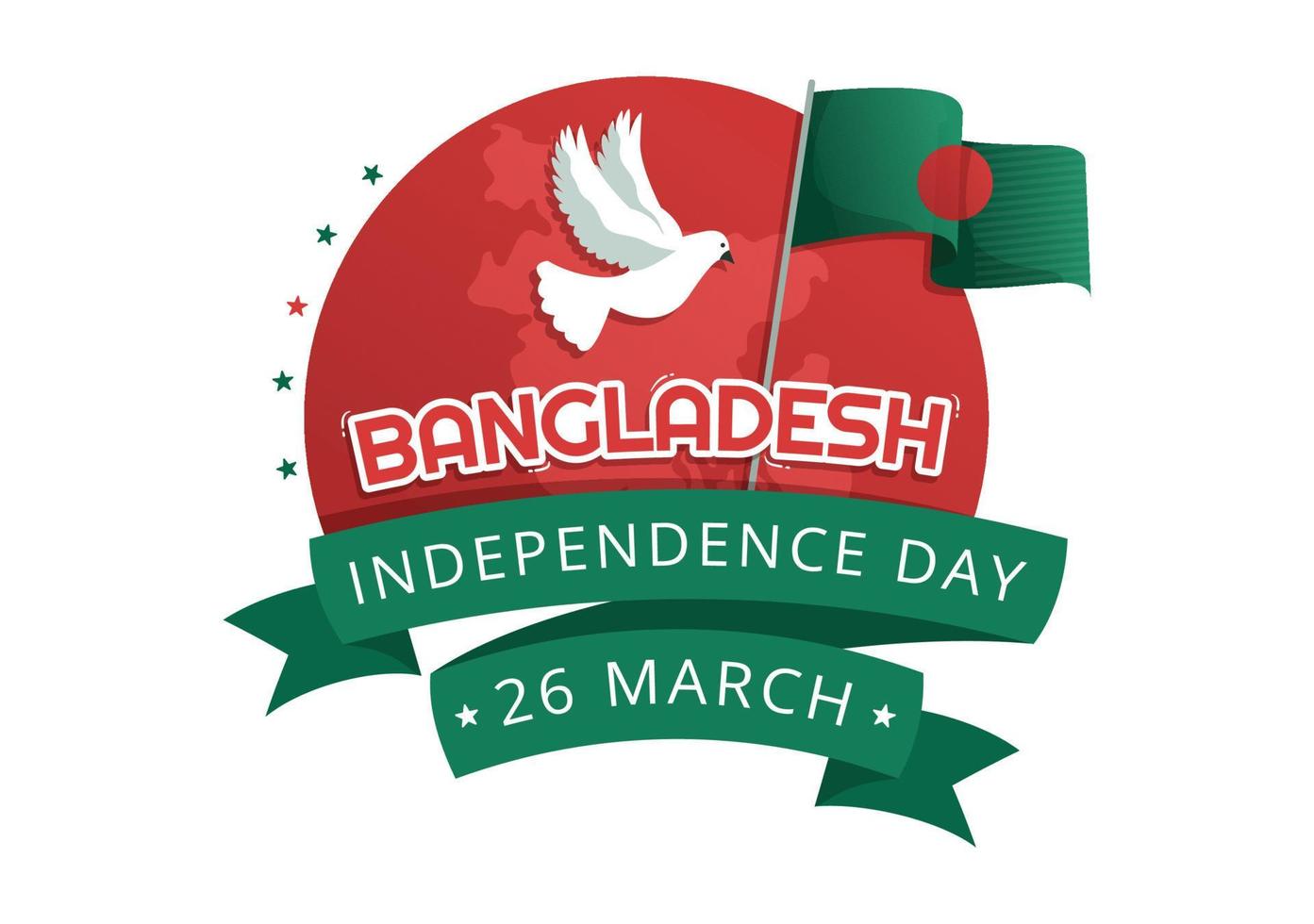 feliz día de la independencia de bangladesh el 26 de marzo ilustración con bandera ondeante y festividad de la victoria en mano plana dibujada para plantillas de página de inicio vector