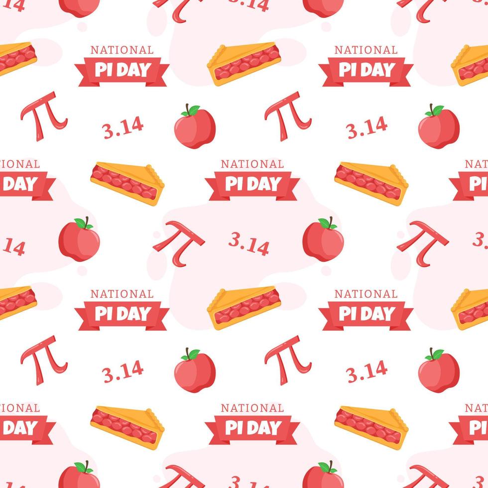 Pi Day Seamless Pattern Design with Mathematical Constants or Baked Pie in Template Hand Drawn Cartoon Flat Illustration vector