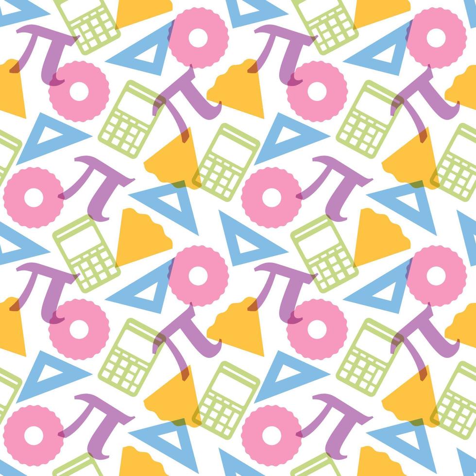 Pi Day Seamless Pattern Design with Mathematical Constants or Baked Pie in Template Hand Drawn Cartoon Flat Illustration vector