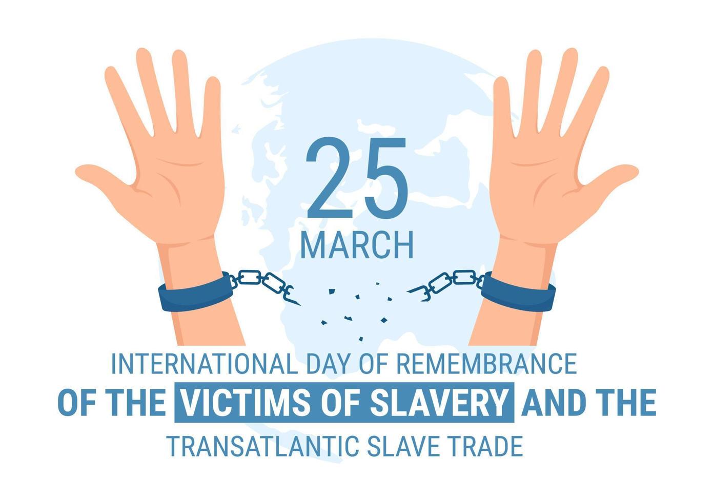 día internacional de conmemoración de las víctimas de la esclavitud y la trata transatlántica de esclavos ilustración dibujada a mano con esposas rotas en el diseño de la mano vector