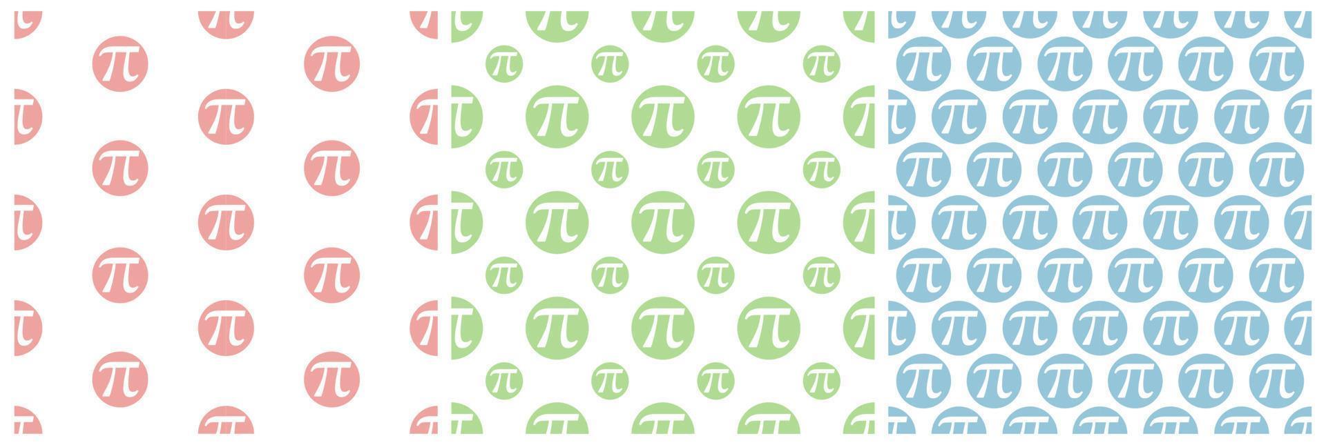 Set of Pi Day Seamless Pattern Design with Mathematical Constants or Baked Pie in Template Hand Drawn Cartoon Flat Illustration vector