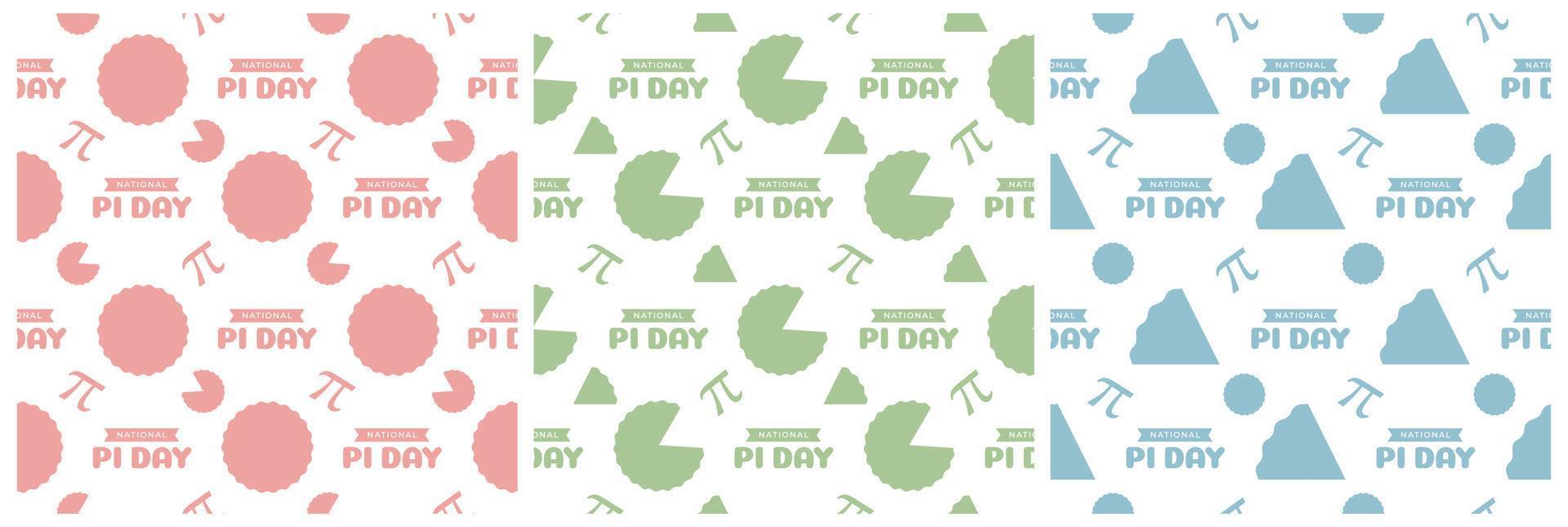 Set of Pi Day Seamless Pattern Design with Mathematical Constants or Baked Pie in Template Hand Drawn Cartoon Flat Illustration vector