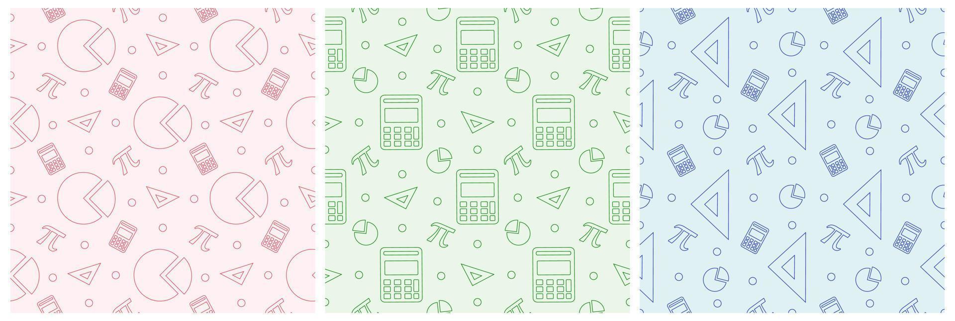 Set of Pi Day Seamless Pattern Design with Mathematical Constants or Baked Pie in Template Hand Drawn Cartoon Flat Illustration vector