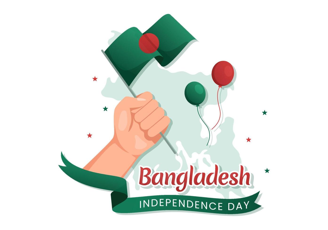 Happy Independence Day of Bangladesh on March 26th Illustration with Waving Flag and Victory Holiday in Flat Hand Drawn for Landing Page Templates vector