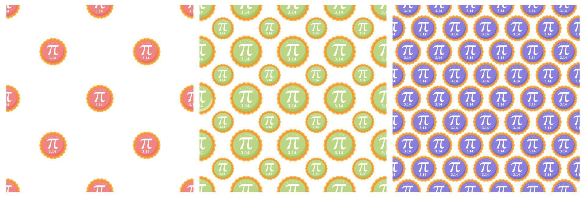 Set of Pi Day Seamless Pattern Design with Mathematical Constants or Baked Pie in Template Hand Drawn Cartoon Flat Illustration vector