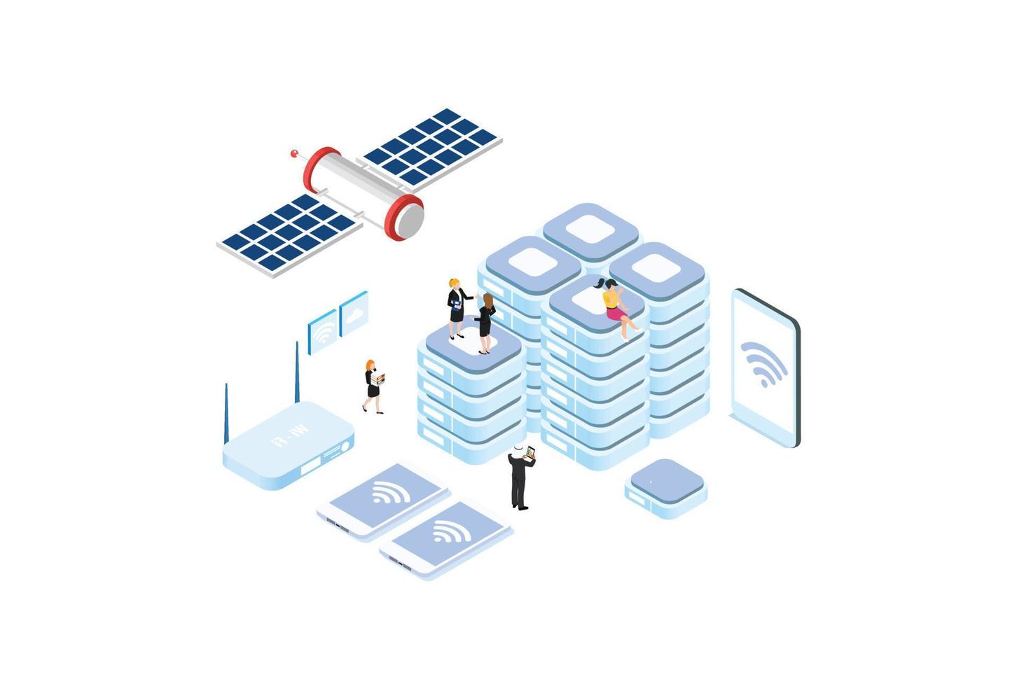 Modern Isometric Network Server Illustration, Web Banners, Suitable for Diagrams, Infographics, Book Illustration, Game Asset, And Other Graphic Related Assets vector