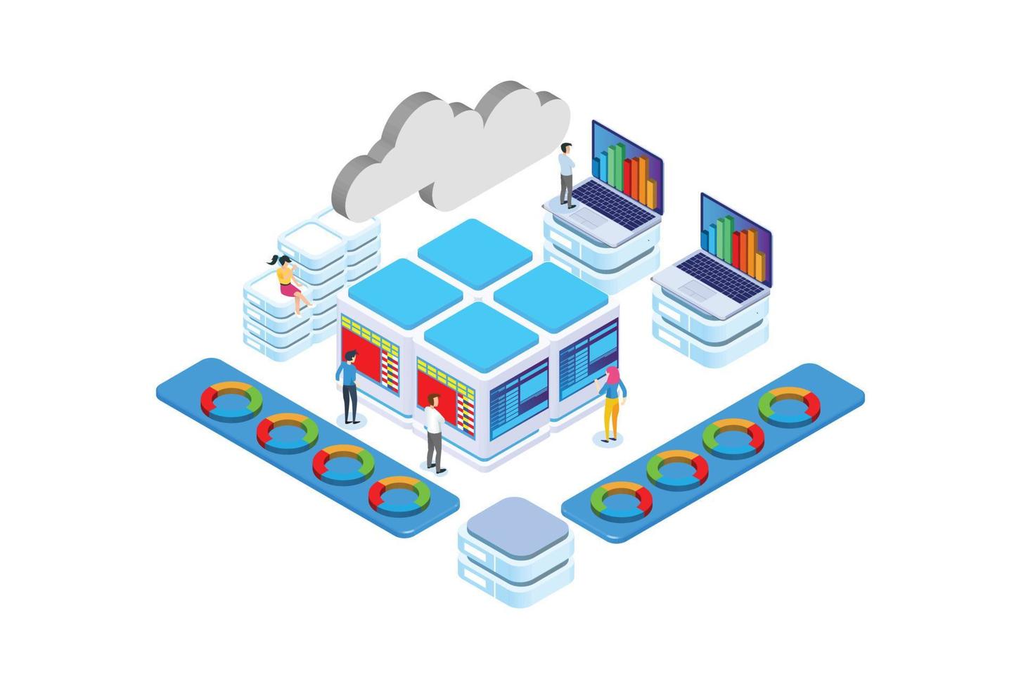 ilustración isométrica moderna de big data, banners web, adecuados para diagramas, infografías, ilustración de libros, activos de juegos y otros activos relacionados con gráficos vector