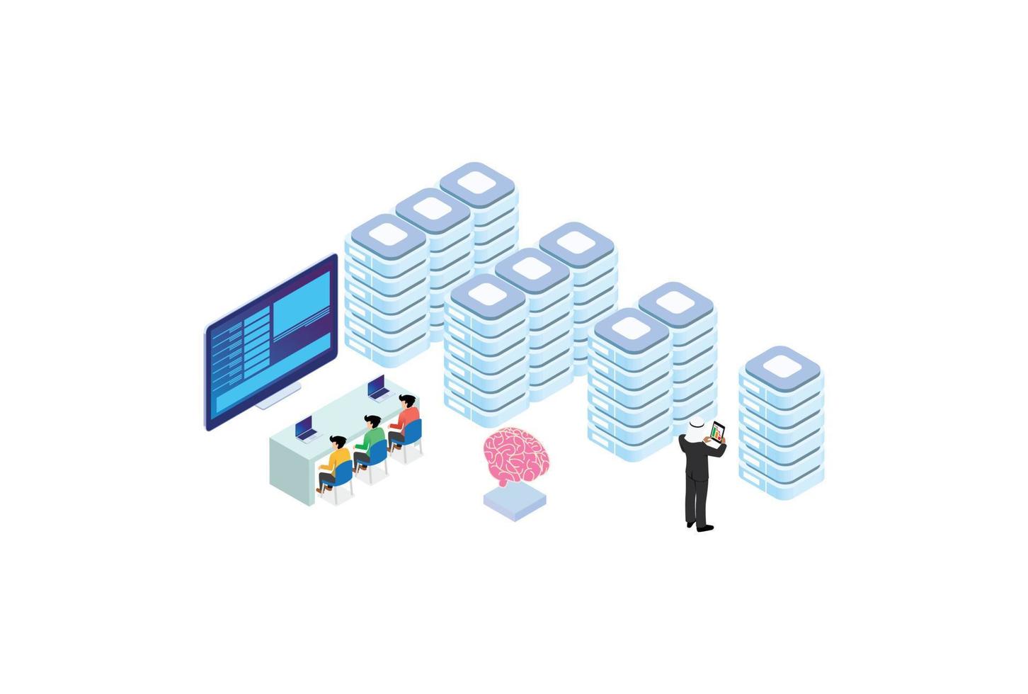 Modern Isometric Network Server Illustration, Web Banners, Suitable for Diagrams, Infographics, Book Illustration, Game Asset, And Other Graphic Related Assets vector