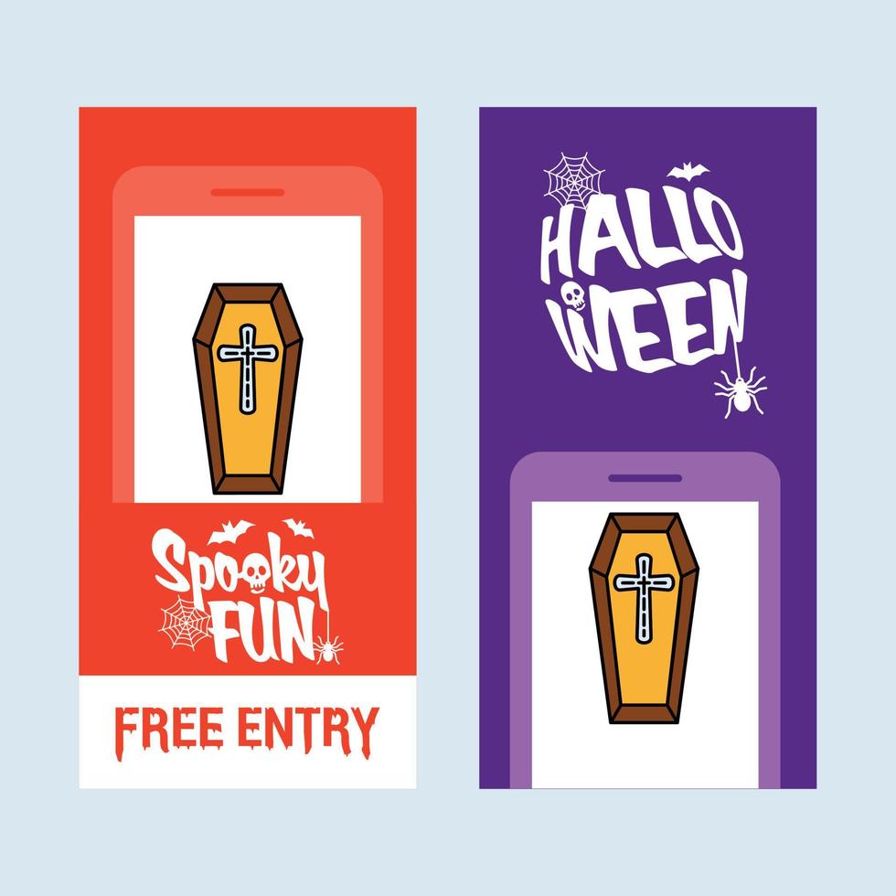 Happy Halloween invitation design with coffins vector