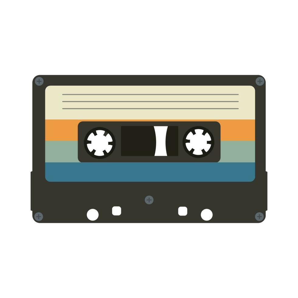 Isolated vector illustration template of a retro 1990s cassette tape