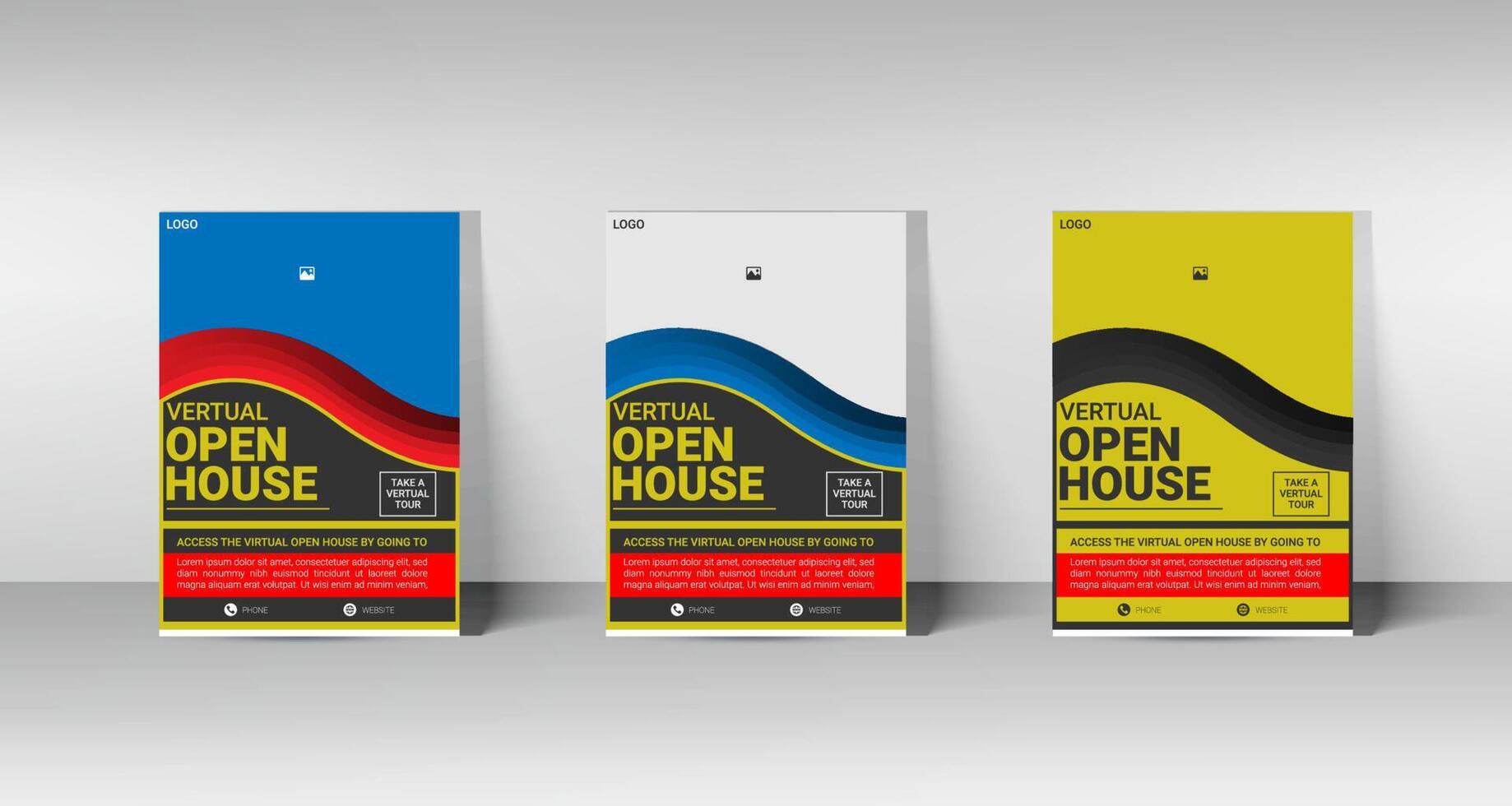 Open house virtual flyer design. vector