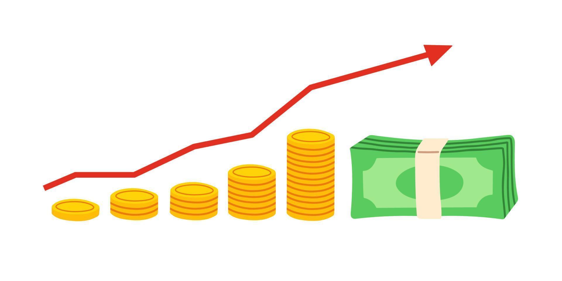 ahorro de moneda y billete de dólar. vector de concepto vector de estilo de diseño plano. ahorrando dinero ahorro de dinero