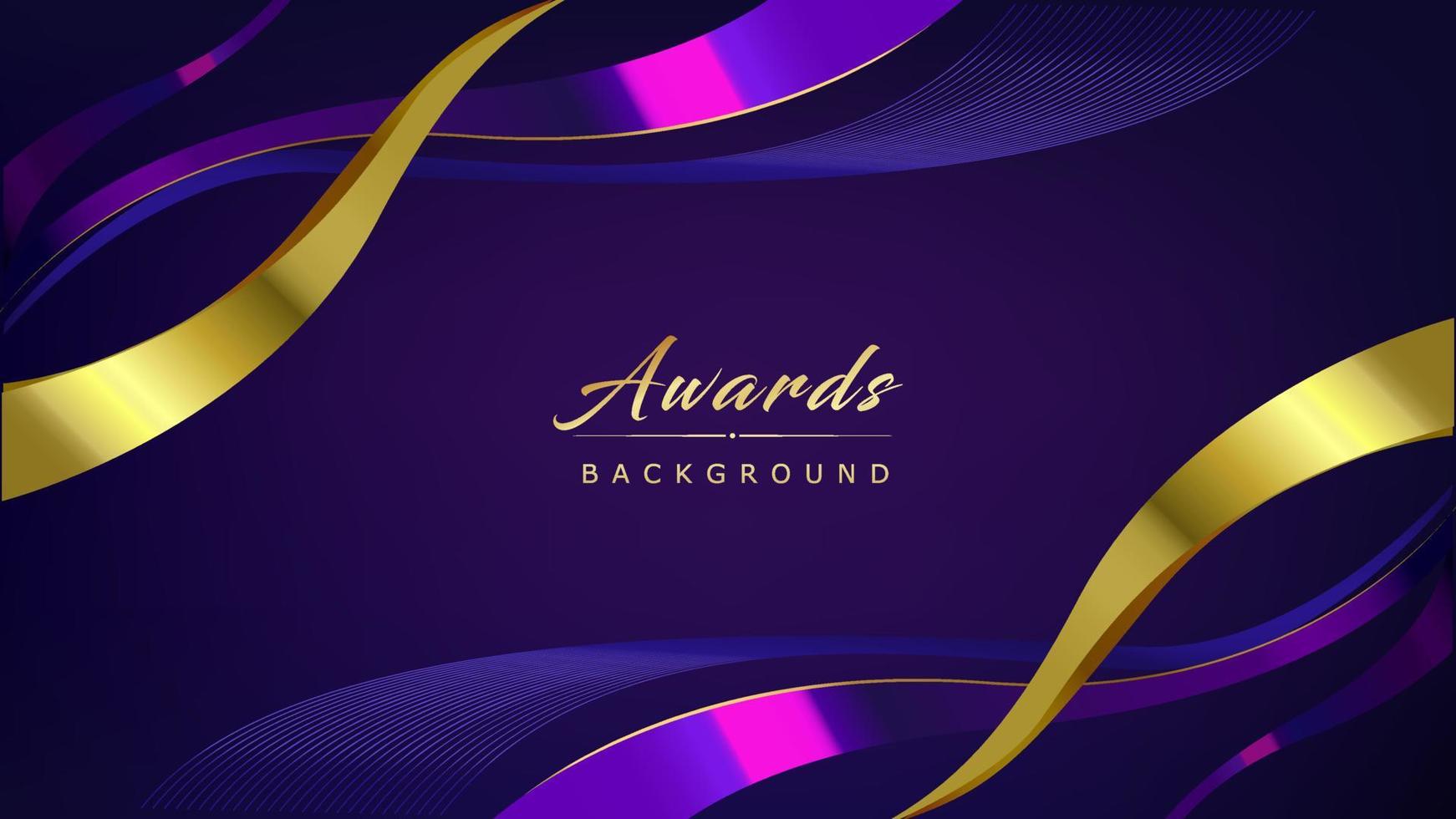 Purple Golden Royal Awards Graphics Background. Line Wave Elegant Shine Modern Template.   Sleek Shape Luxury Premium Corporate Template. Classy Abstract Certificate Banner Dynamic Design. vector