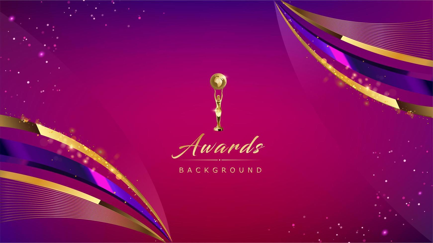 fondo de gráficos de premios reales de oro púrpura rosa. línea curva elegante brillo plantilla moderna. plantilla corporativa premium de lujo de forma elegante. certificado abstracto con clase. anuncio de movimiento de televisión visual digital vector