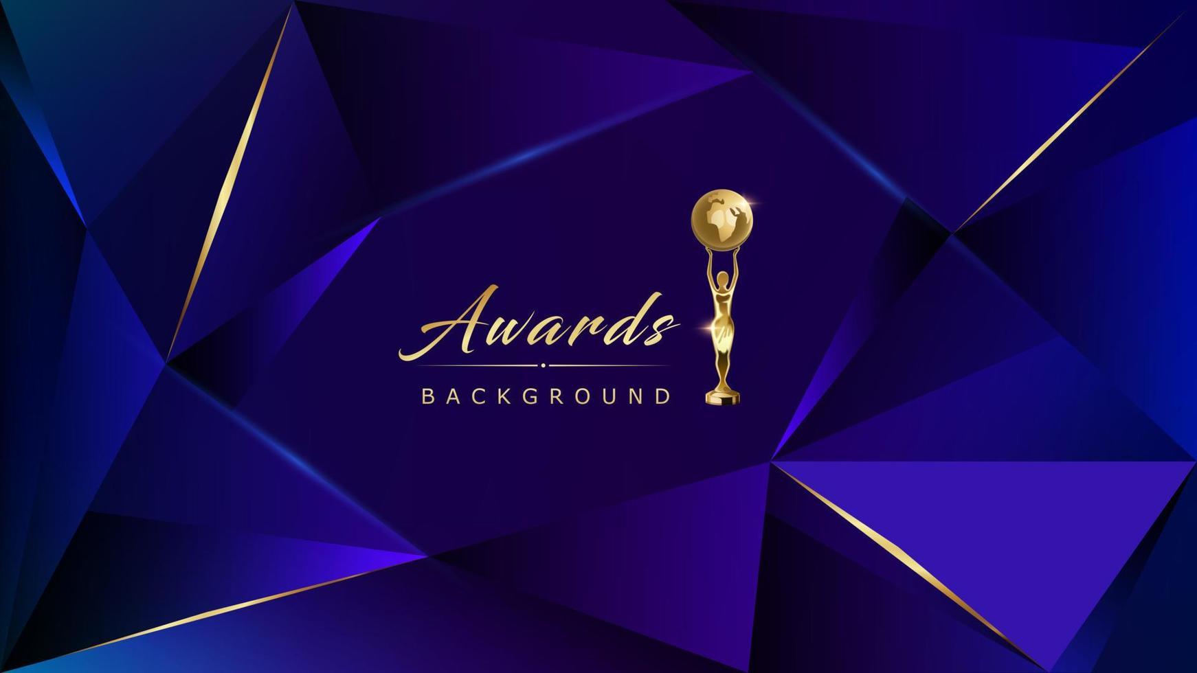 Dark Blue Golden Royal Awards Graphics Background Lines Polygonal Triangle Trend Elegant Shine Modern Edge Template Luxury Premium Corporate Abstract Design Template Banner Certificate Dynamic Shape vector