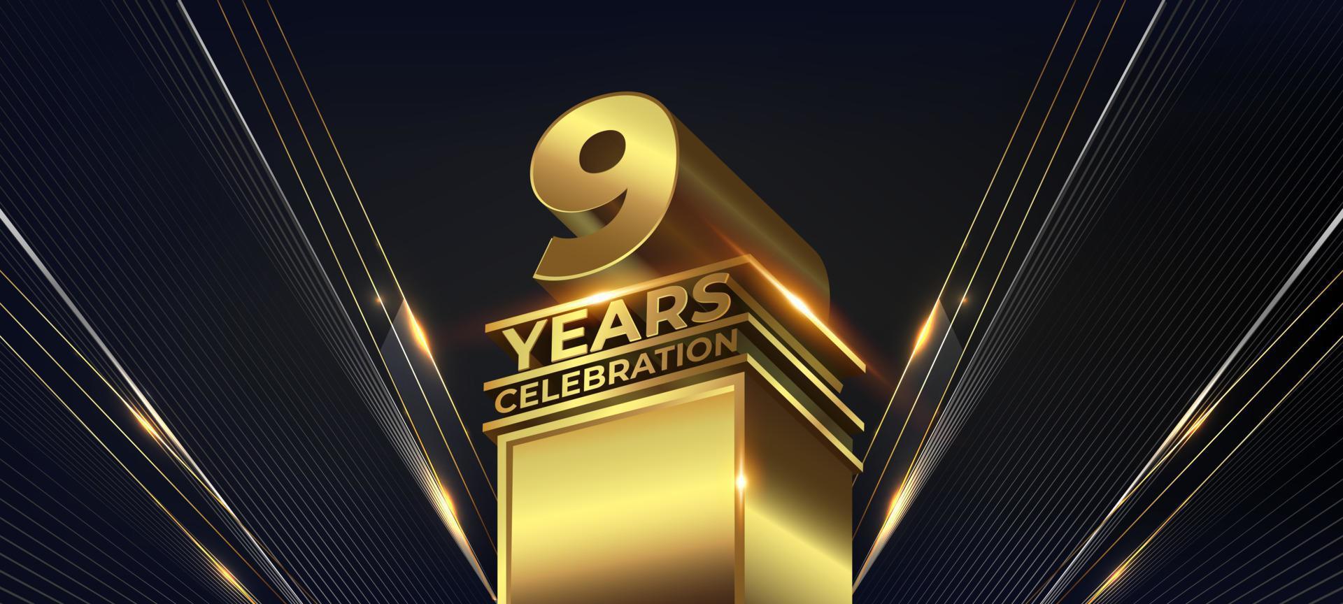 9 years Jubilee Black Golden Lines Awards Graphics Background