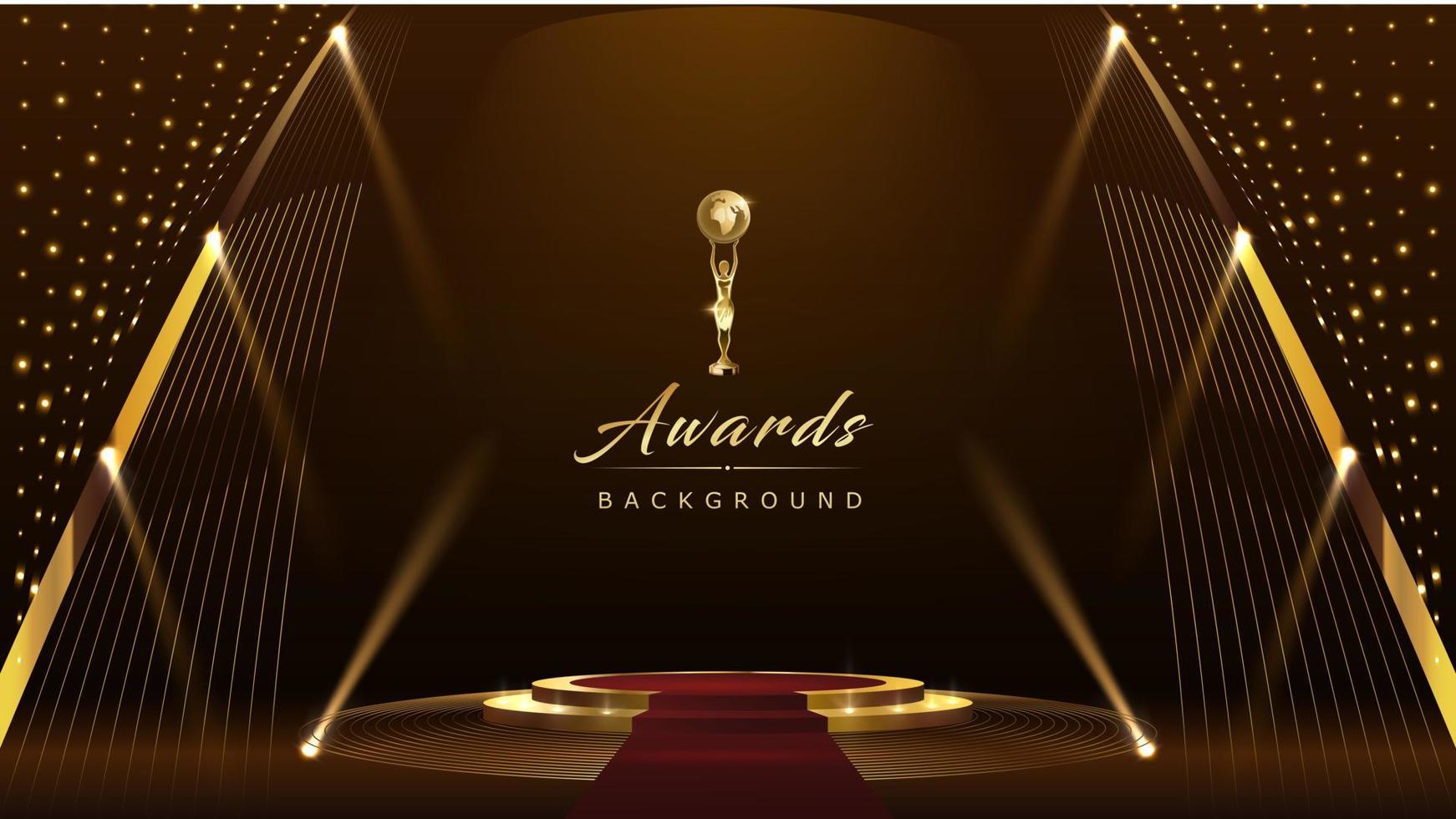 Golden Stage Spotlights Royal Awards Graphics Background. Lights Elegant Shine Modern Template