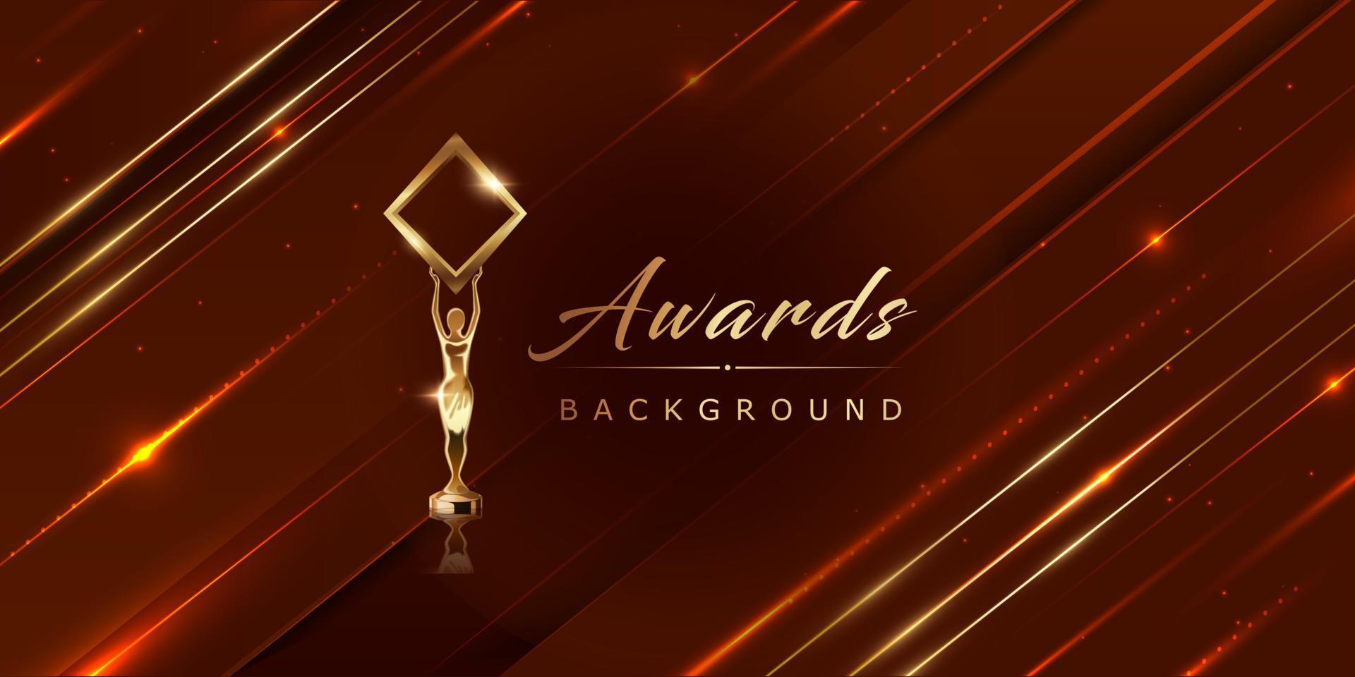Red Maroon Golden Stage Award Background. Slant Golden Lines Trophy on Luxury Background. Modern Abstract Design Template. LED Visual Motion Graphics. Wedding Marriage Invitation Poster. vector