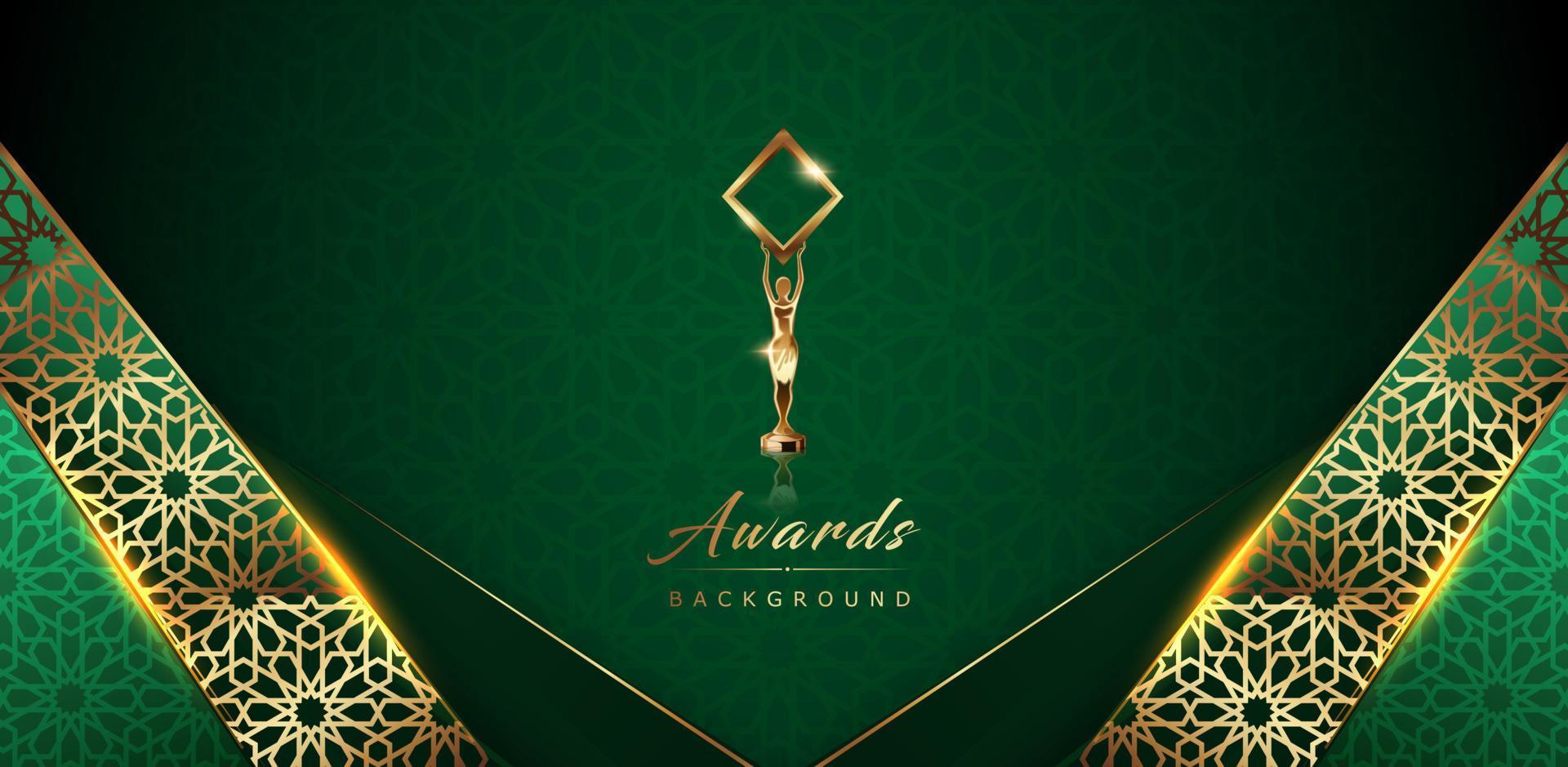 Green Ramadan Kareem Islamic Arabic Green Luxury Background with Geometric pattern and Beautiful Ornamental. Award Background. vector