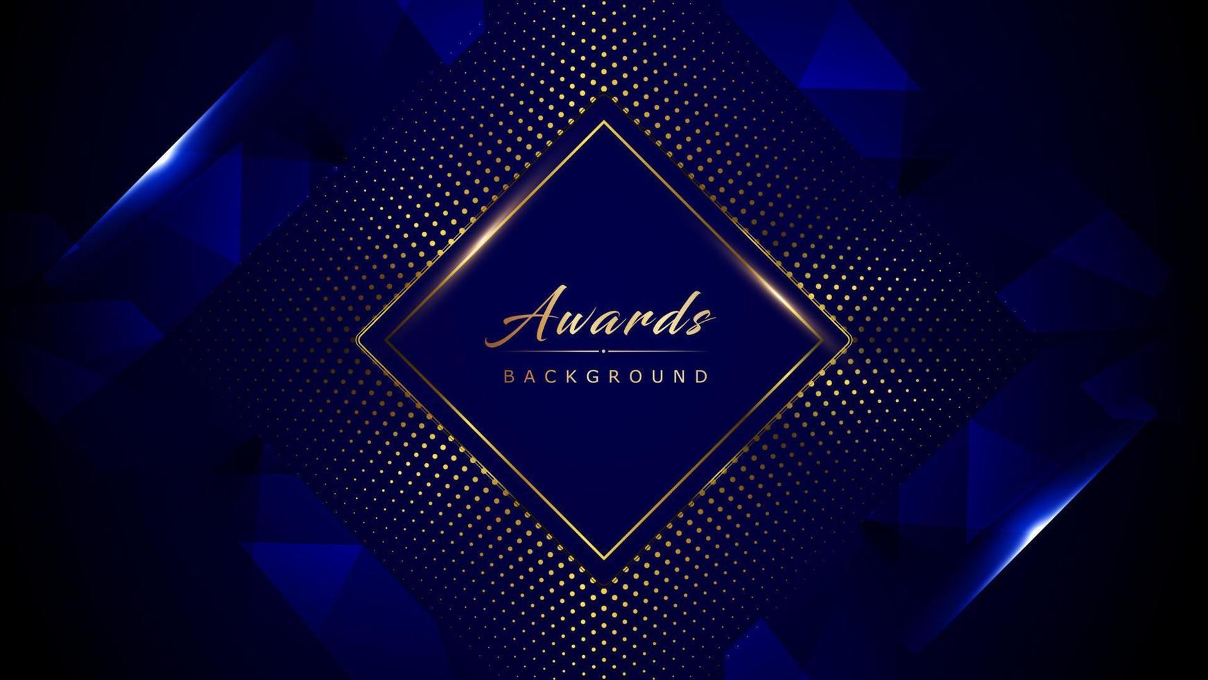 Blue Golden Award Background. Diamond Luxury Graphics. Stage Motion Visuals. Disco Retro Social Media Post. Elegant Luxury Shine Modern Template Certificate. vector