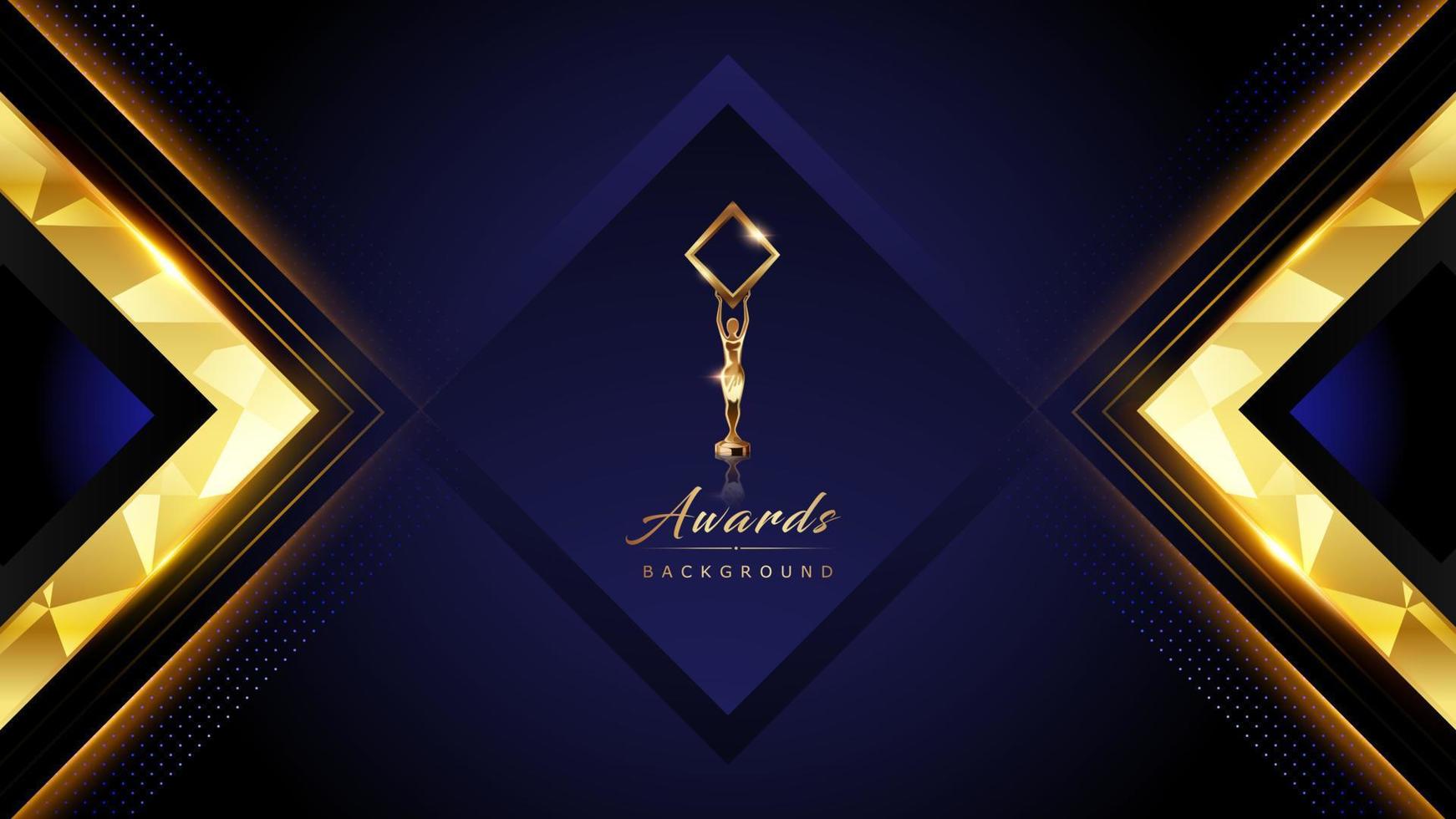 abstract premium black and gold geometric background. Square Diamond shape Golden Frame on Royal Blue Background. Award Background. Luxury Background. Modern Template Social media Post. vector