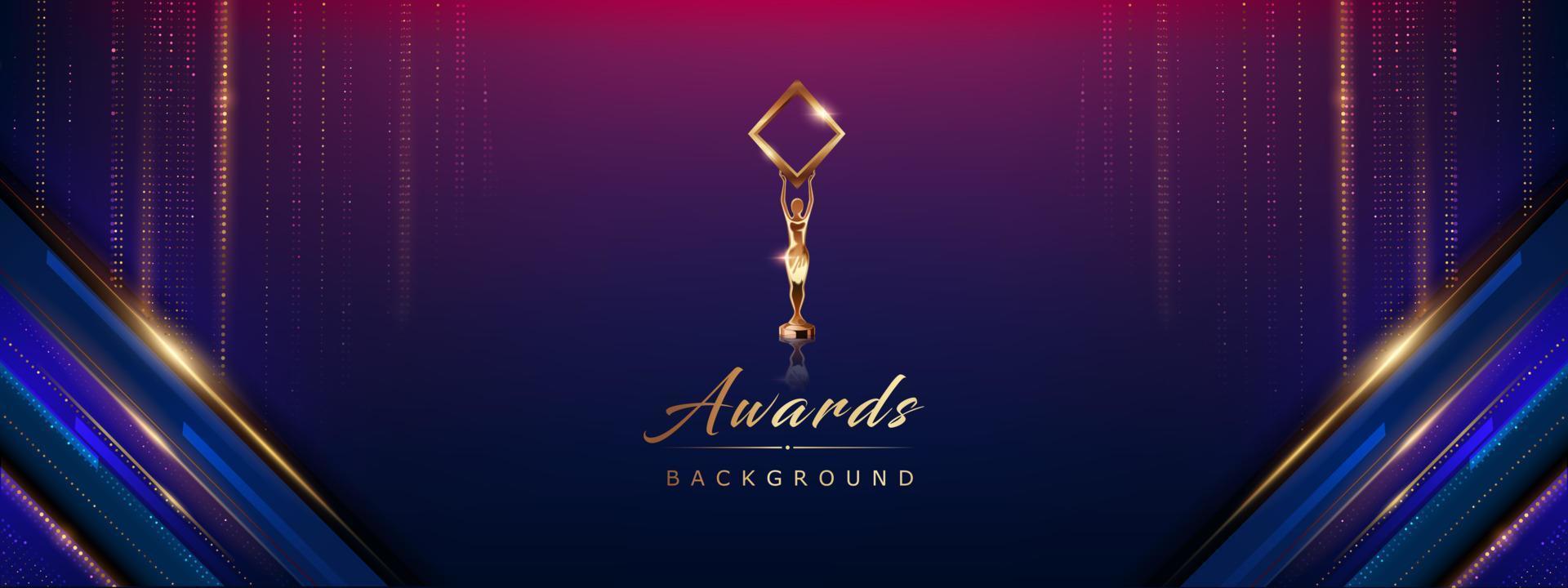 Dark Blue Purple Pink Golden Royal Awards Graphics Background. Side Lines Dotted Shimmer Elegant Shine Modern Template. Luxury Premium Corporate Abstract Design Template. Classic Shape Post. vector