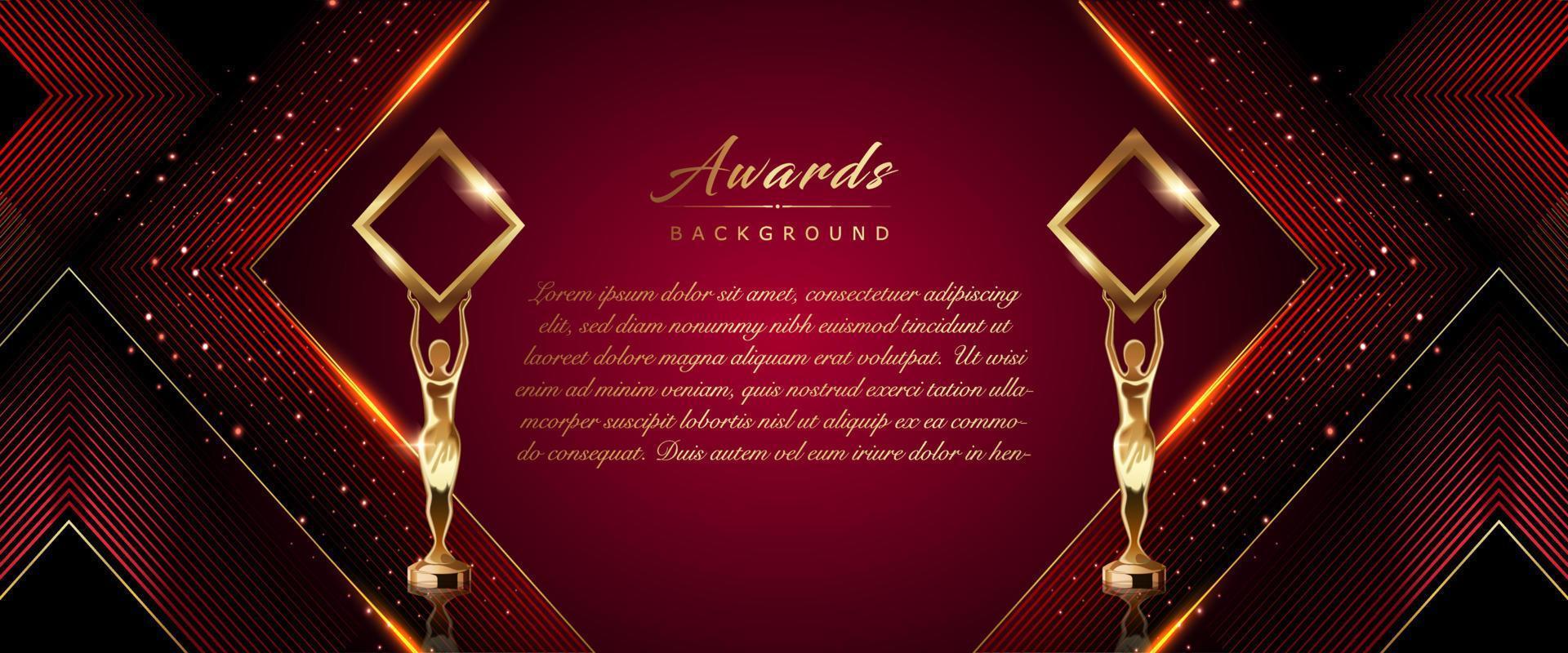 Red Maroon Golden Diamond Frame Shine Dotted Award Background. Trophy on Luxury Background. Modern Abstract Design Template. LED Visual Motion Graphics. Wedding Invitation Poster. Certificate Design. vector