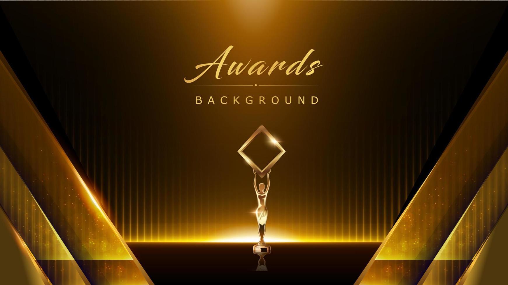 Black and Gold Award Background. Luxury Background. Modern Abstract Template. Side Corner threads background. Triangle golden line luxury background. Birthday vector illustration template.