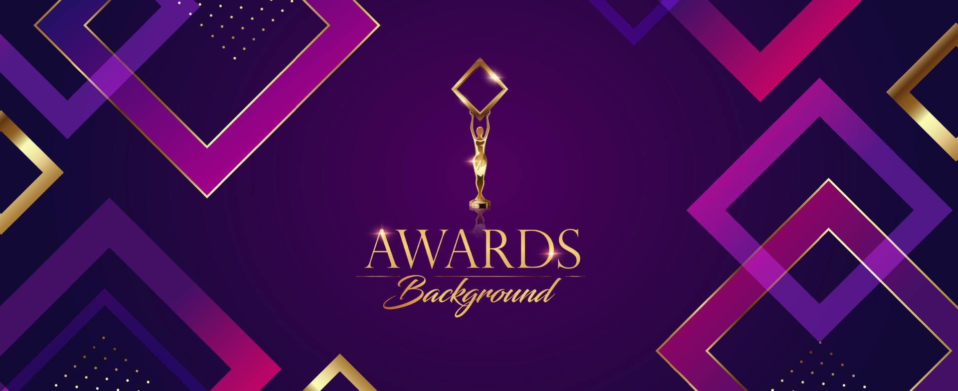 Pink Blue Purple and Gold Square Diamond Shape Award Background. Luxury Graphics. Modern Abstract Background. Gold Platted Frame Gradient Effect. vector