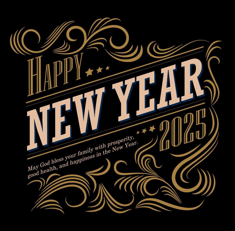Happy new year 2025 greetings. vector